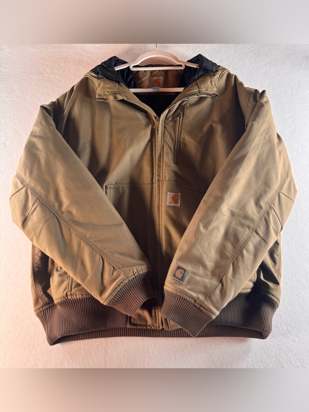 Carhartt Quick Duck Woodward Jacket Mens L Brown Hooded Insulated 100001